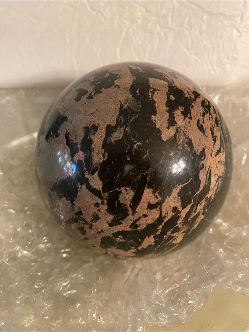 Polished Decorative Stone 4”Sphere in Black and Copper